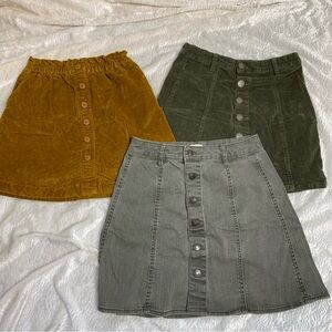 Crewcuts / various brand Button-Front Skirt bundle in Mustard and Olive. Size 12